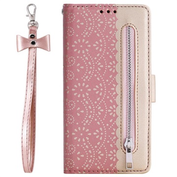 Lace Pattern iPhone 11 Wallet Hülle - Roségold