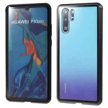 Huawei P30 Pro Magnetisches Hülle mit Panzerglas - Schwarz