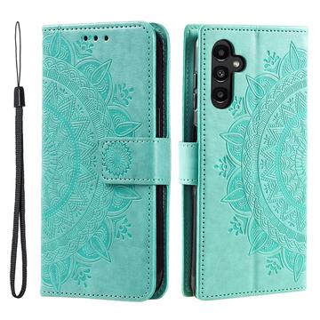 Samsung Galaxy A34 5G Mandala Serie Wallet Hülle - Grün