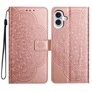 iPhone 16 Plus Mandala Serie Wallet Hülle - Roségold