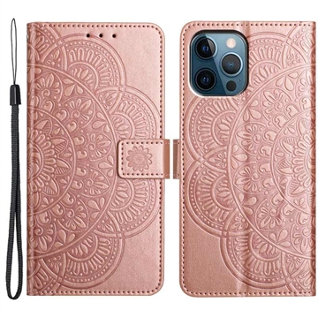 iPhone 16 Pro Max Mandala Serie Wallet Hülle - Roségold