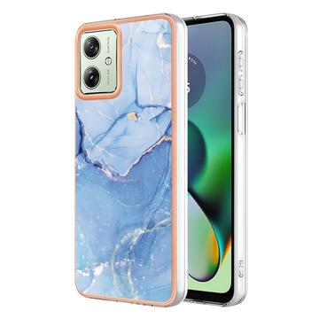 Motorola Moto G54 Galvanisierte IMD TPU-Hülle mit Marmormuster - Blau