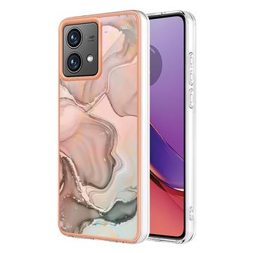 Motorola Moto G84 Galvanisierte IMD TPU-Hülle mit Marmormuster - Rosa