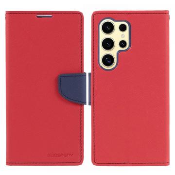 Mercury Goospery Fancy Diary Samsung Galaxy S24 Ultra Wallet Hülle - Rot