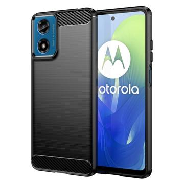 Motorola Moto G04/G24 Gebürstete TPU Hülle - Karbonfaser - Schwarz