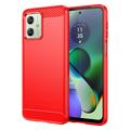 Motorola Moto G54 Gebürstete TPU Hülle - Karbonfaser - Rot