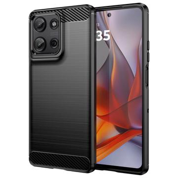 Motorola Moto G75 Gebürstete TPU Hülle - Karbonfaser - Schwarz