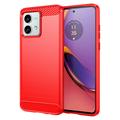 Motorola Moto G84 Gebürstete TPU Hülle - Karbonfaser - Rot