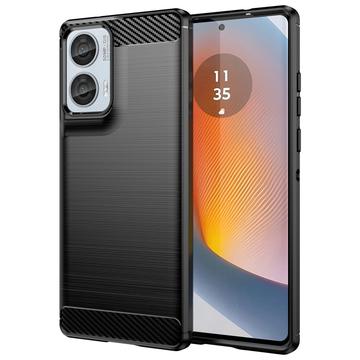 Motorola Moto G85/S50 Neo Gebürstete TPU Hülle - Karbonfaser - Schwarz