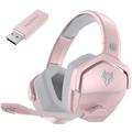 NUBWO G06 Wireless Gaming Headset mit Rauschunterdrückung Mikrofon 2.4G Bluetooth Kopfhörer Stereo Ohrhörer Komposition mit PC, Laptops, PS4, PS5, Nintendo Switch - Pink