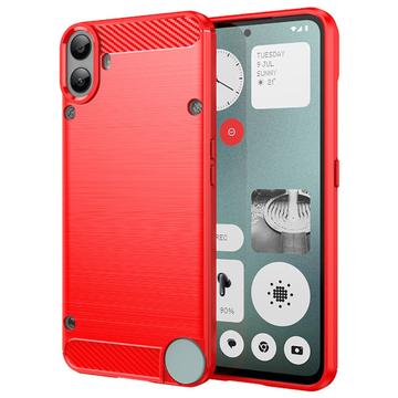 Nothing CMF Phone 1 Gebürstete TPU Hülle - Karbonfaser - Rot