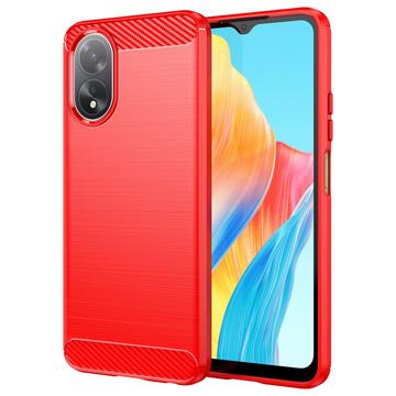 Oppo A18/A38 Gebürstete TPU Hülle - Karbonfaser - Rot