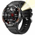 Wasserdichte Smartwatch im Outdoor-Stil KT76 mit Kompass und Taschenlampe - 1.53" - Schwarz