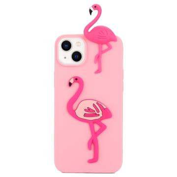 3D Cartoon iPhone 14 Plus TPU Hülle - Flamingo