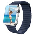 Apple Watch Series Ultra 2/Ultra/9/8/SE (2022)/7/SE/6/5/4/3/2/1 Premium Lederarmband - 49mm/45mm/44mm/42mm - Blau