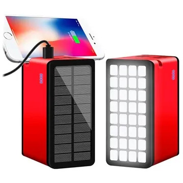 Psooo 100000mAh Solar Powerbank - 4xUSB - Rot