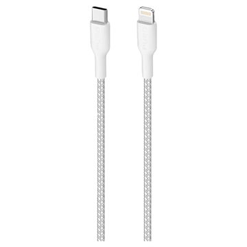 Puro Fabric Ultra-Strong USB-C / Lightning Kabel - 2m, 20W - Weiß