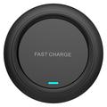 Q18 Round Shape Wireless Charger 15W Schnelllade-Desktop-Ladepad - Schwarz