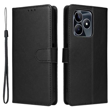 Realme C51/C53 Wallet Schutzhülle mit Magnetverschluss - Schwarz