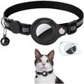 Reflektierendes Haustierhalsband mit AirTag-Halterung und Glocke - Katzen und kleine Hunde - Schwarz