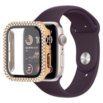 Strass Dekorativ Apple Watch SE (2022)/SE/6/5/4 Cover mit Panzerglas - 44mm - Gold