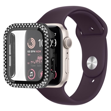 Strass Dekorativ Apple Watch SE (2022)/SE/6/5/4 Cover mit Panzerglas - 40mm - Schwarz