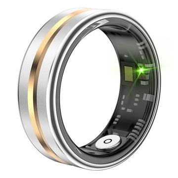 SR03 Ultradünner Multifunktions-Smartring - Größe: 10/19.9mm - Gold Mitte / Silber