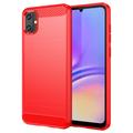 Samsung Galaxy A05 Gebürstete TPU Hülle - Karbonfaser - Rot