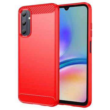 Samsung Galaxy A05s Gebürstete TPU Hülle - Karbonfaser - Rot