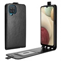 Samsung Galaxy A12 Vertikale Flip Case mit Kartensteckplatz - Schwarz