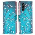 Samsung Galaxy A15 Wonder Serie Wallet Hülle - Weiß Blumen