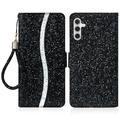 Samsung Galaxy A16 Stilvolle Glitzer Wallet Hülle - Schwarz