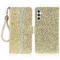 Samsung Galaxy A16 Stilvolle Glitzer Wallet Hülle - Gold