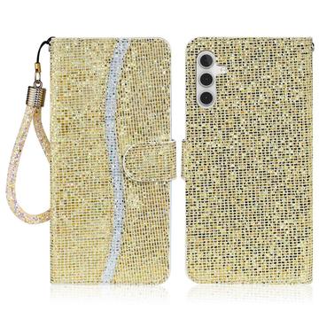 Samsung Galaxy A16 Stilvolle Glitzer Wallet Hülle - Gold