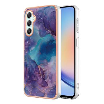 Samsung Galaxy A25 Galvanisierte IMD TPU-Hülle mit Marmormuster - Purpur