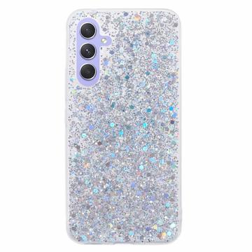 Samsung Galaxy A34 5G Glitter Flakes TPU Hülle - Silber