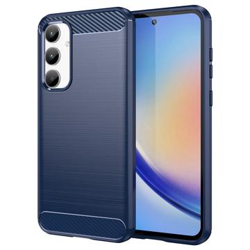 Samsung Galaxy A35 Gebürstete TPU Hülle - Karbonfaser - Blau