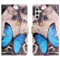 Samsung Galaxy A35 Style Serie Wallet Hülle - Blau Schmetterling