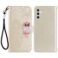 Samsung Galaxy A54 5G Eule Strass Wallet Case - Gold