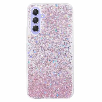 Samsung Galaxy A55 Glitter Flakes TPU Hülle - Rosa