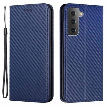 Samsung Galaxy S23 5G Wallet Schutzhülle - Karbonfaser - Blau