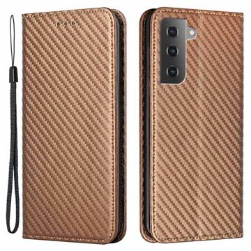 Samsung Galaxy S23 5G Wallet Schutzhülle - Karbonfaser - Braun