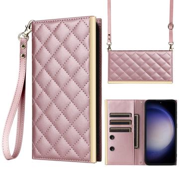 Samsung Galaxy S23 FE Luxus Gesteppte Wallet Hülle - Roségold