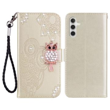 Samsung Galaxy S23 FE Eule Strass Wallet Case - Gold