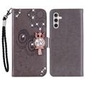 Samsung Galaxy S23 FE Eule Strass Wallet Case - grau