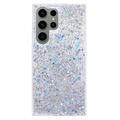 Samsung Galaxy S23 Ultra Glitter Flakes TPU Hülle - Silber