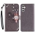 Samsung Galaxy S24 FE Eule Strass Wallet Hülle - grau