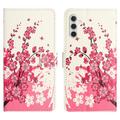 Samsung Galaxy S24 FE Style Serie Wallet Hülle - Rosa Blumen