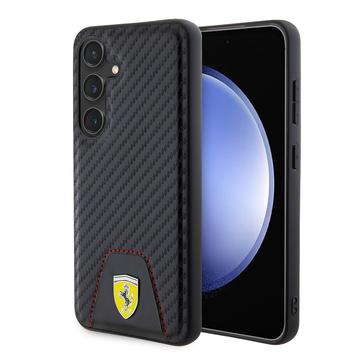 Samsung Galaxy S24 Ferrari Carbon Henäht Unten Hülle - Schwarz