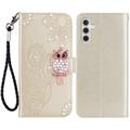 Samsung Galaxy S24 Eule Strass Wallet Case - Gold